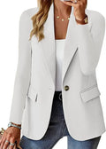 Women's Classic Blazer – Single Button Notched Lapel Long Sleeve Jacket