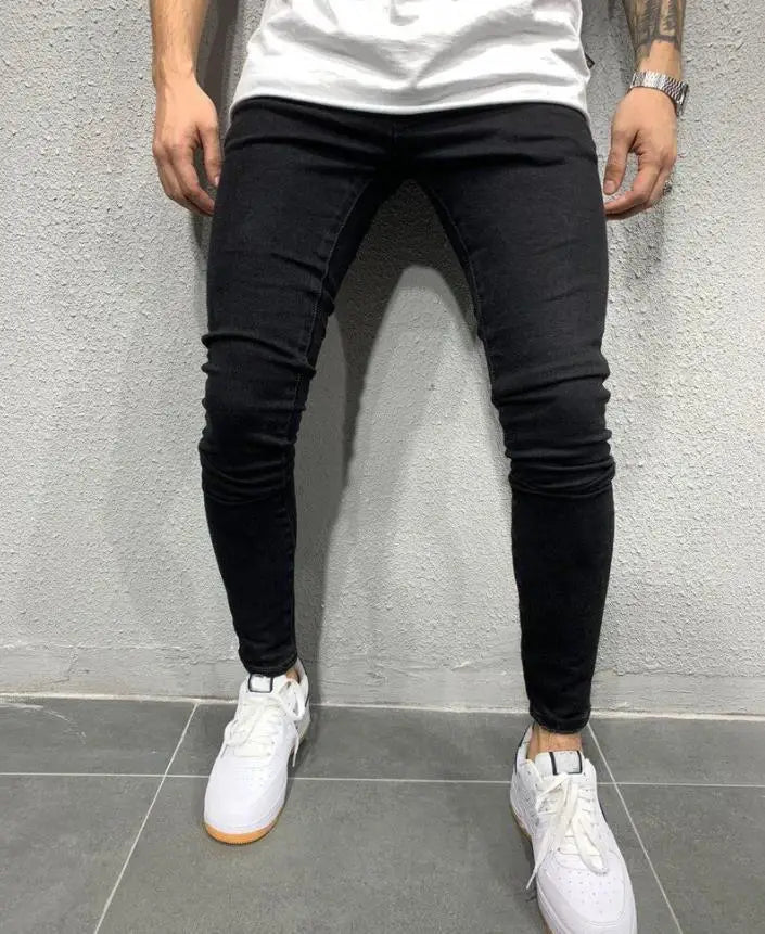 Unisex Solid Stretch Denim Straight-Leg Jeans