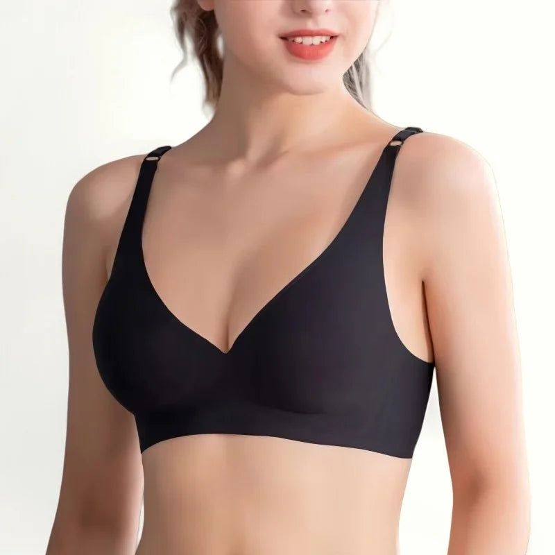 2-Pack Seamless Wireless Bras for Women | Deep V Push-Up Bralette | Soft Padded Convertible Straps S-2XL