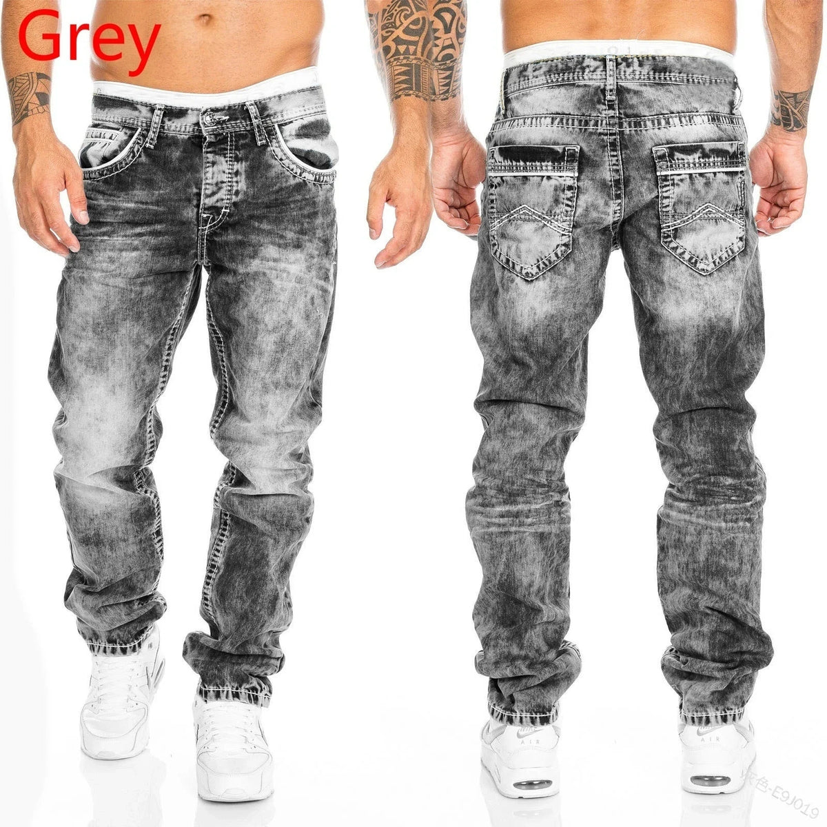 Unisex Solid Stretch Denim Straight-Leg Jeans