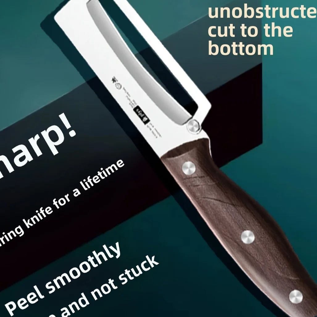 Stainless Steel Vegetable & Fruit Peeler – Wood-Style Handle, Sharp & Smooth