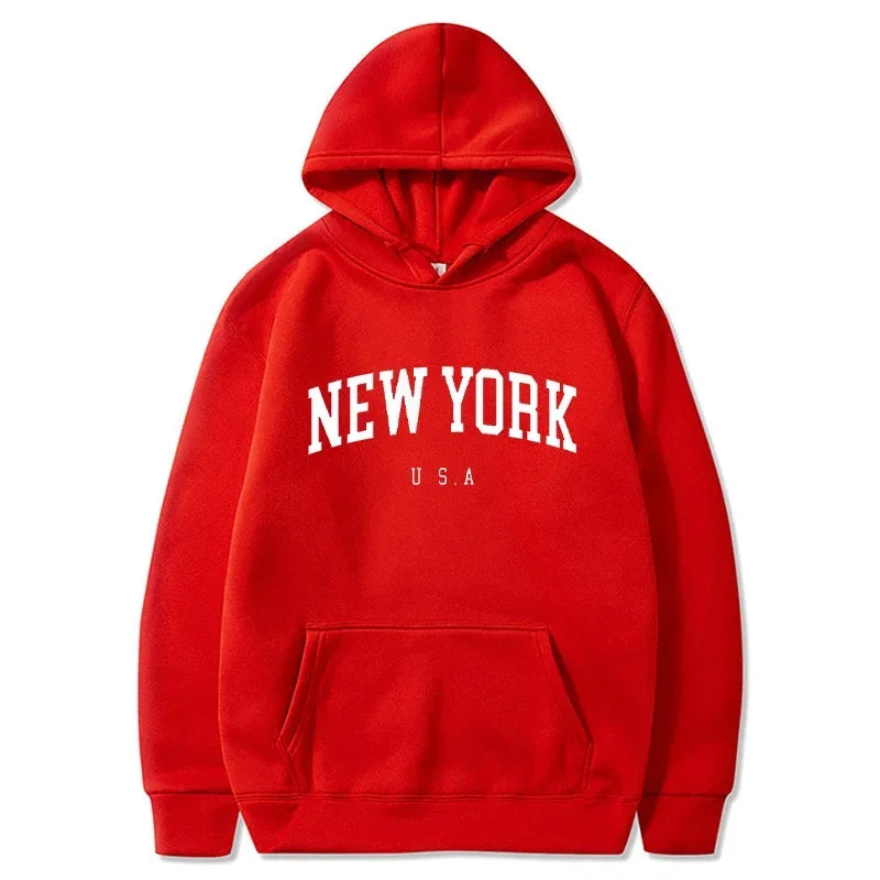 New York City Graphic Hoodie – Unisex Letter Print Pullover Sweatshirt