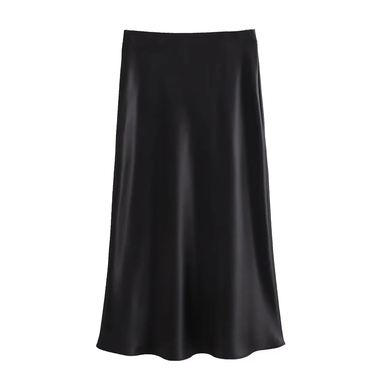 Satin High-Waist Midi Skirt – Solid Colors