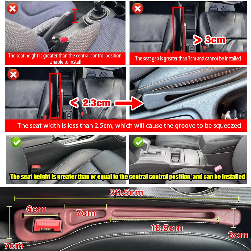 Relleno para el Hueco del Asiento del Coche – Tira de Tapón Lateral a Prueba de Fugas para Todos los Coches, Paquete de 2