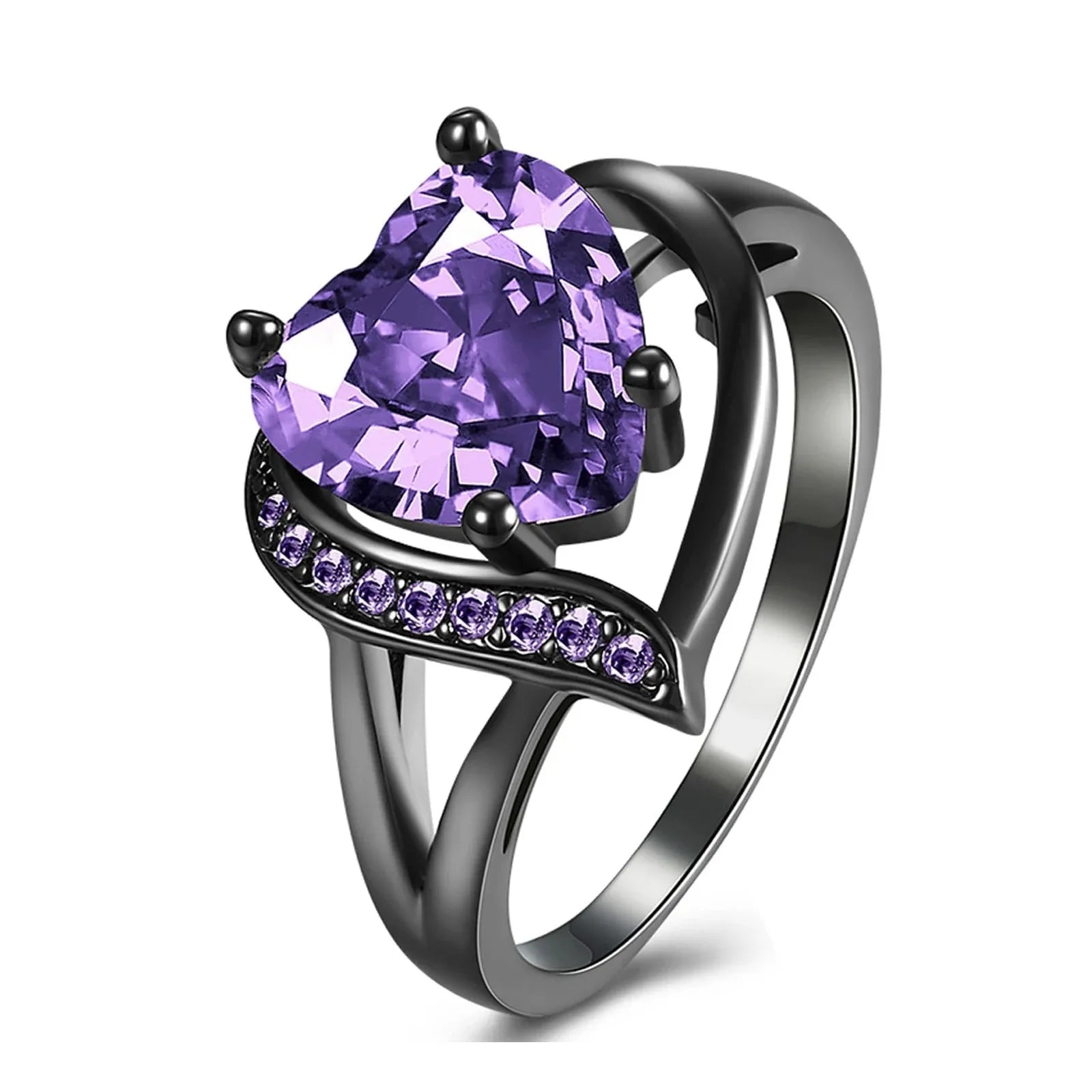 Heart Rhinestone & Celtic Dragon Couple Ring Set | His & Hers Wedding & Anniversary Jewelry