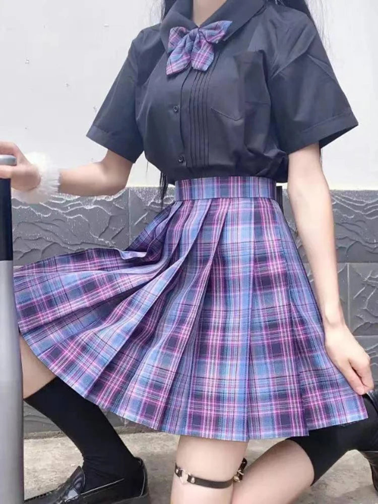 Plaid Bow-Knot Pleated Mini Skirt