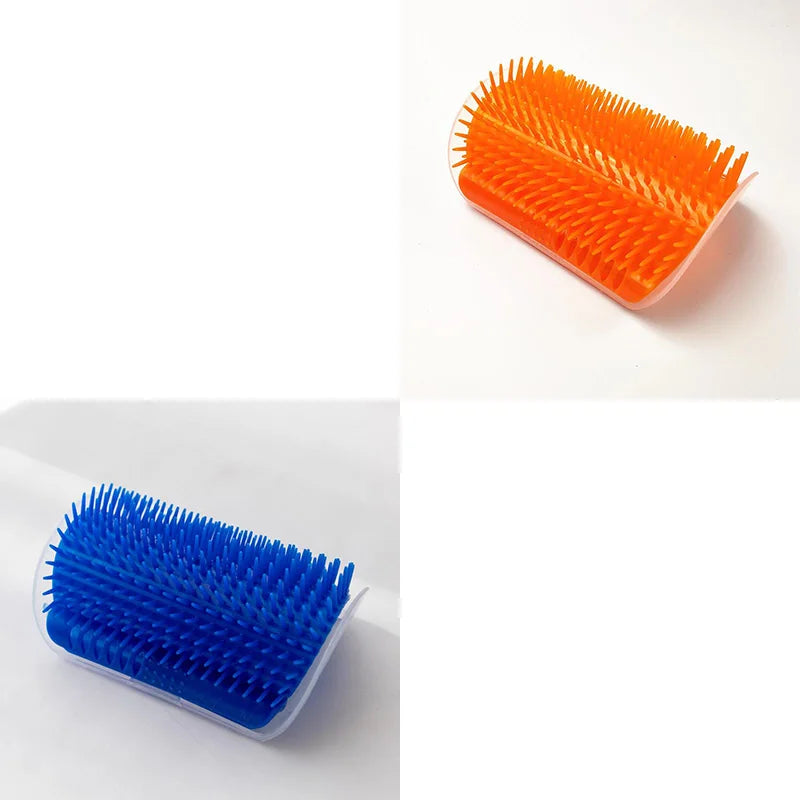 Cat Self-Groomer Brush & Massage Comb with Catnip – Corner Wall Scratcher for Kittens & Cats