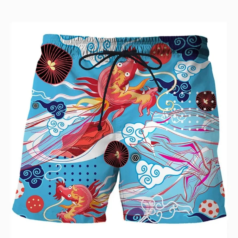 3D Printed Animal Board Shorts – Flamingo, Shark & Owl Hawaiian Swim Trunks