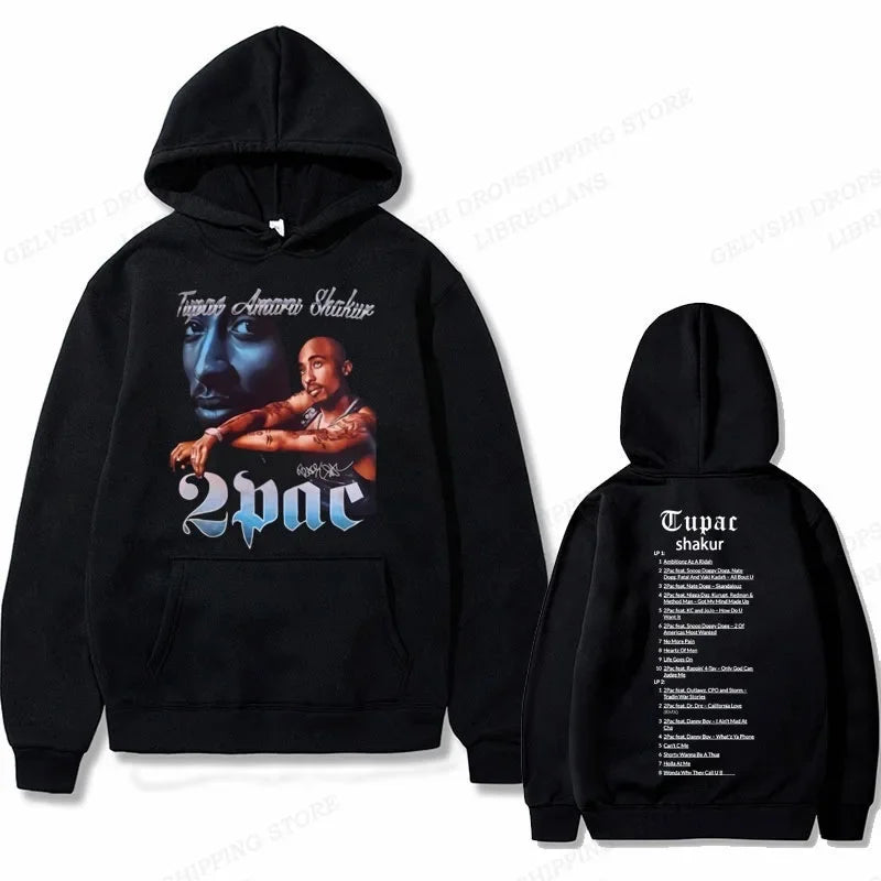 2Pac Graphic Hoodie – Unisex Oversized Fleece Hip Hop Sweatshirt