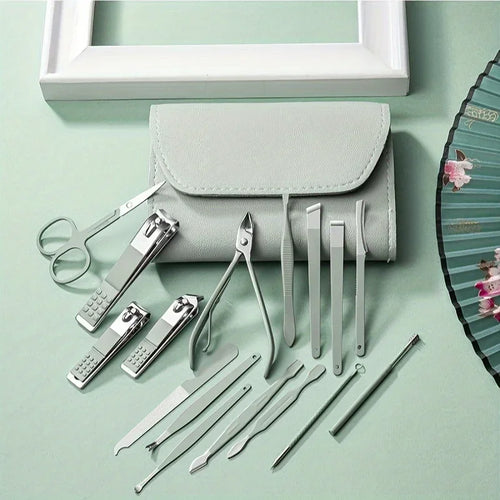 16-Piece Professional Nail Clipper & Cuticle Nipper Set with Travel Case