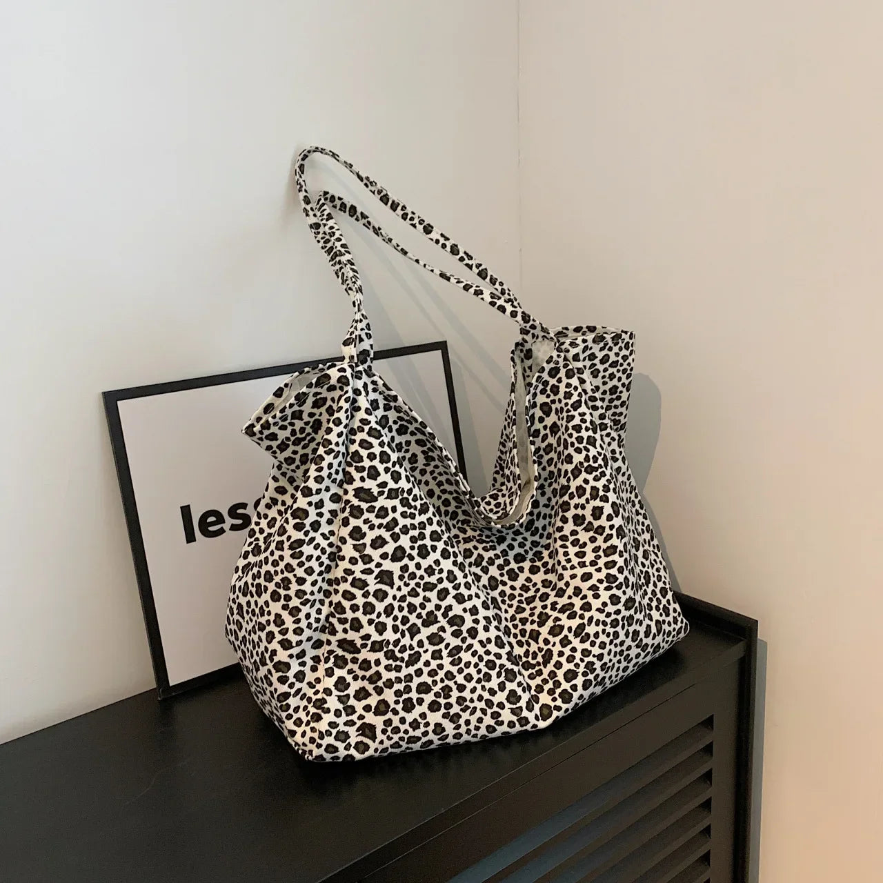Women's Shopping Handbag Fashion Leopard Pattern Crossbody Bag Large Capacity Shoulder Bag Simple Canvas Female Bags Сумка