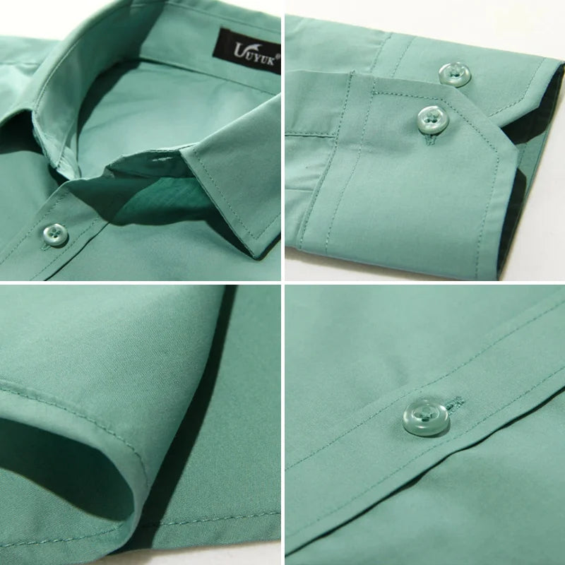 Men's Casual Long Sleeve Shirt - Solid Color Candy Collection (M-3XL)