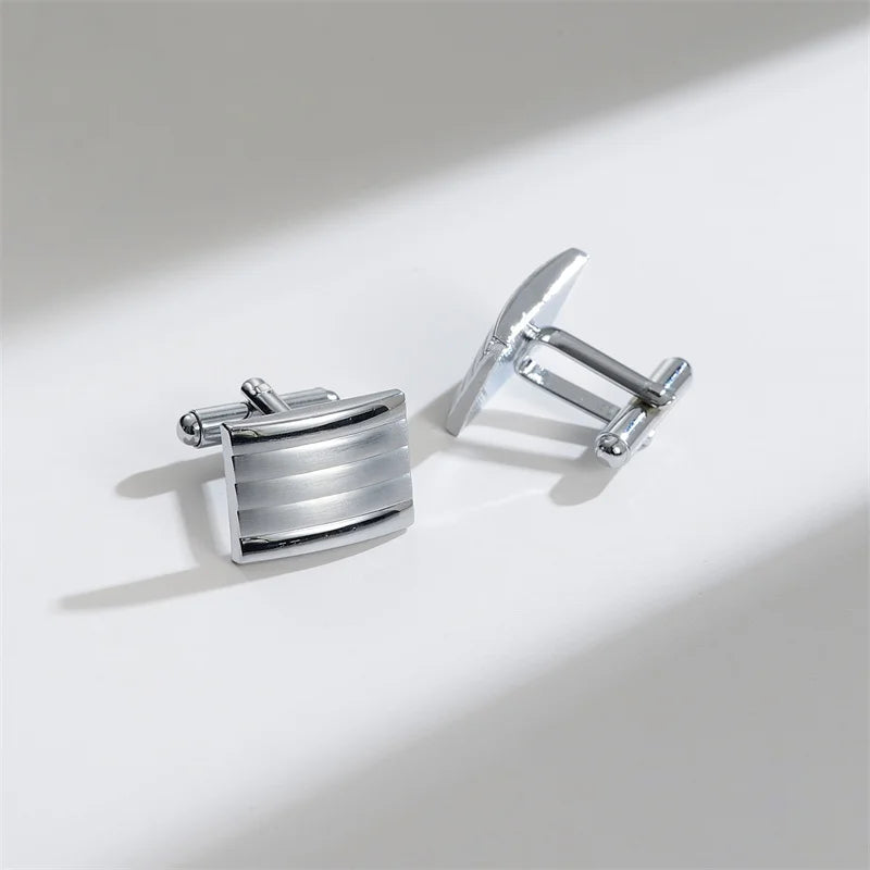 Square Cufflinks & Tie Clip Set | Unisex Dress Shirt Accessories