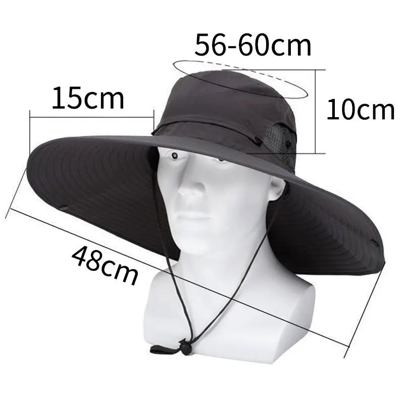 Large Brim Polyester Sun Hat UV Protection Breathable Mesh Cap Foldable Men and Women Outdoor Fishing Hiking Beach Caps