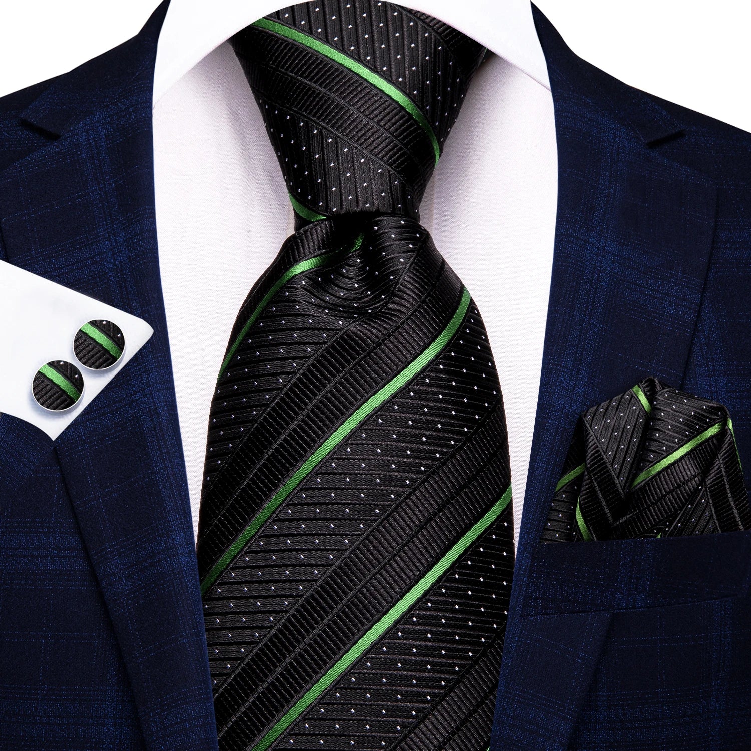 Floral Necktie Set for Men — Tie, Pocket Square & Cufflinks