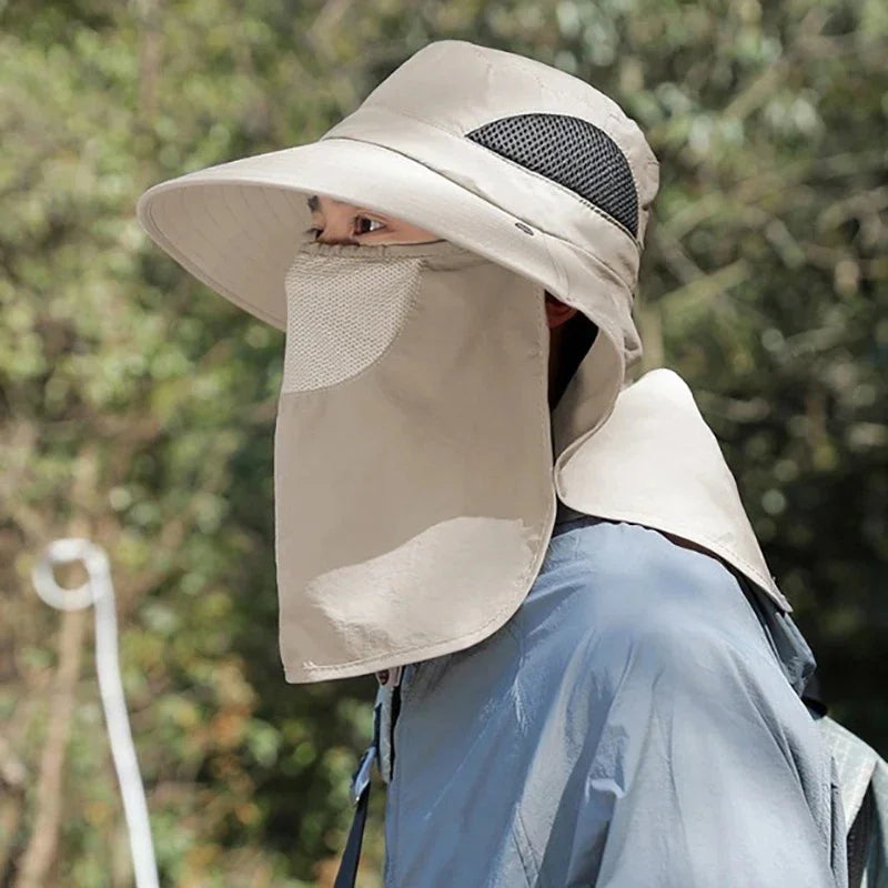 Wide Brim Outdoor Sun Hat Breathable Full Face Sun Shield Cap Anti Uv Fishing Travel Sports Sunshade Hat For Daily Outdoor Use