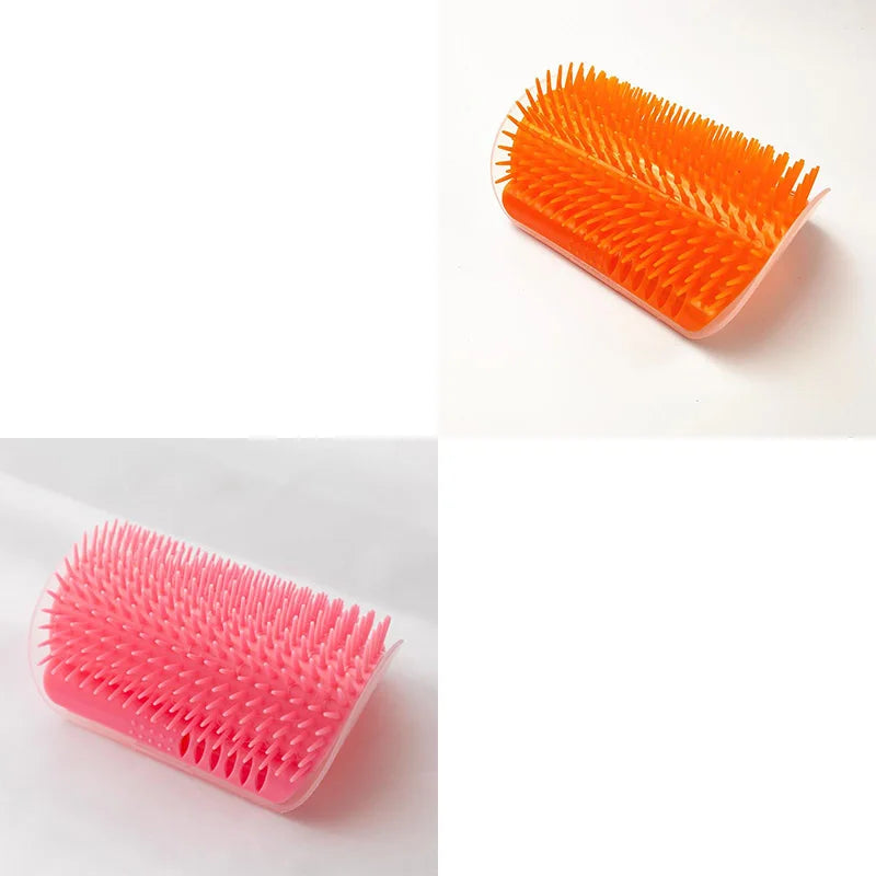 Cat Self-Groomer Brush & Massage Comb with Catnip – Corner Wall Scratcher for Kittens & Cats