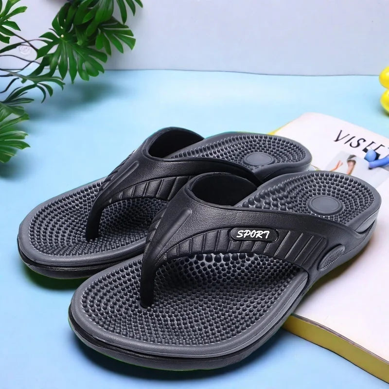 Sandalias ligeras de masaje de EVA para hombre – Chanclas sin cordones para playa, casa y exteriores