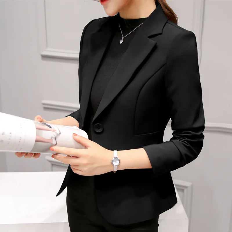 Women's Slim Fit Long-Sleeve Blazer – Classic Office Jacket