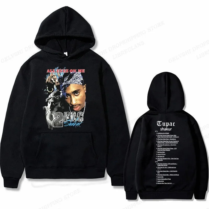 2Pac Graphic Hoodie – Unisex Oversized Fleece Hip Hop Sweatshirt