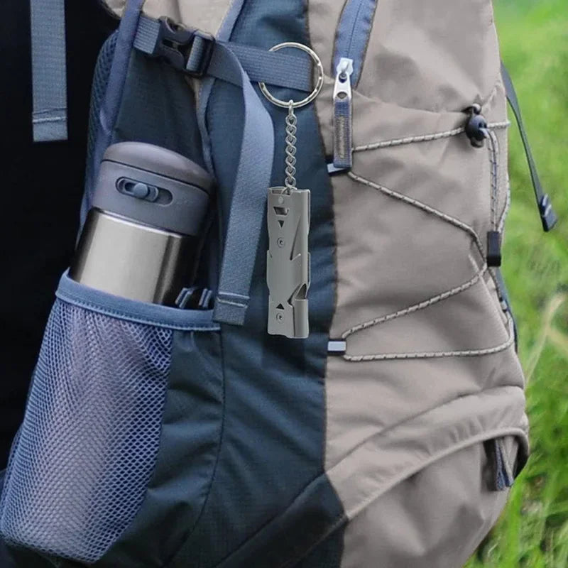 Silbato de Supervivencia de Emergencia de Doble Tubo de 120dB – Aleación de Aluminio, Impermeable | EDC SOS
