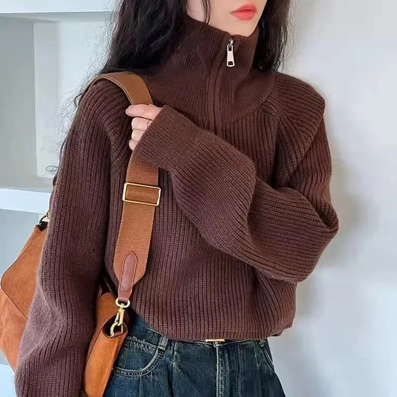 Quarter-Zip Cable Knit Sweater – 8 Colors