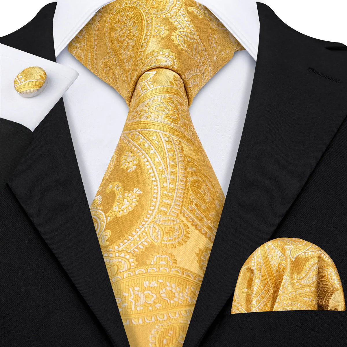 Jacquard Necktie, Pocket Square & Cufflinks Set – Unisex Gift