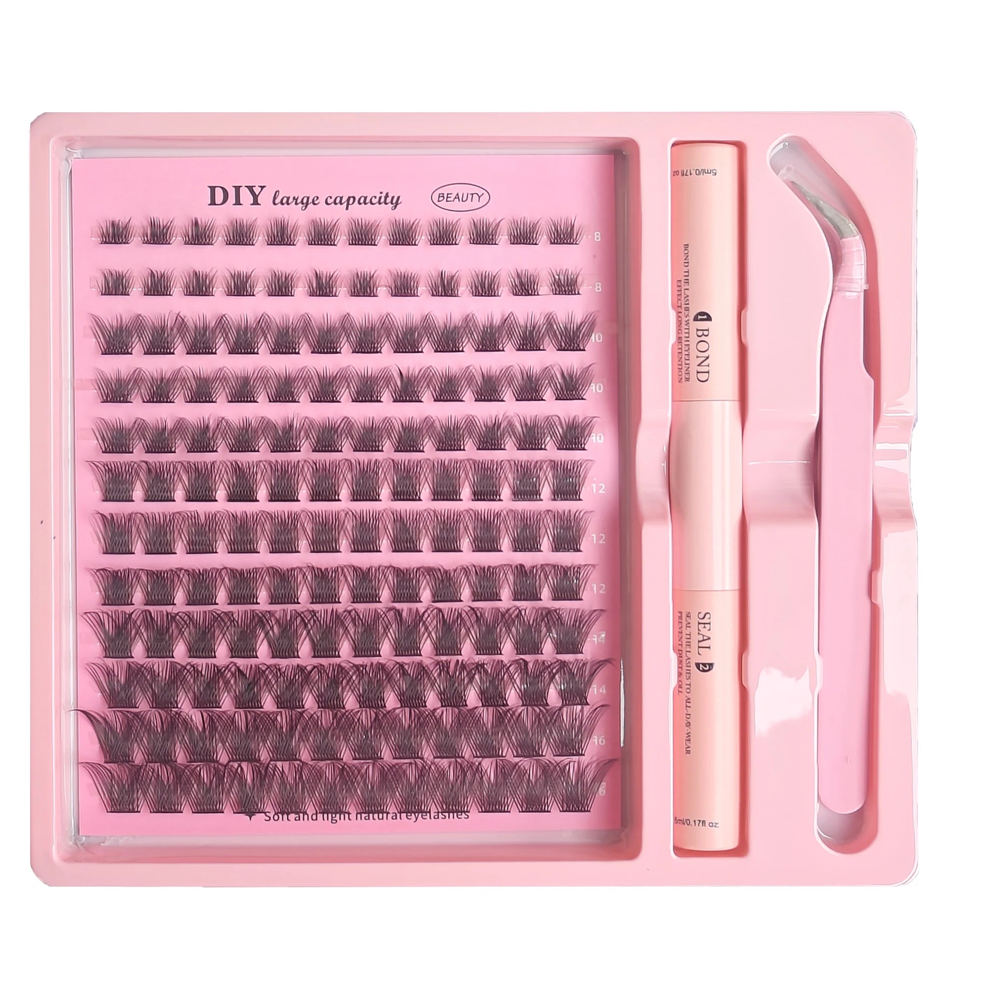 DIY Cluster Lash Kit – Individual Eyelash Extensions with Bond, Seal & Tweezers