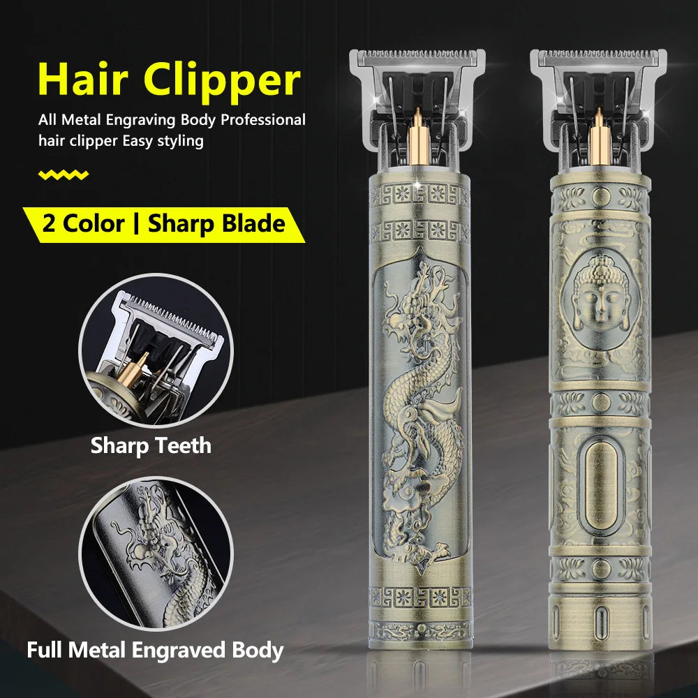 Retro T9 Hair Clipper Set — Professional Haircutting Machine with Accessories