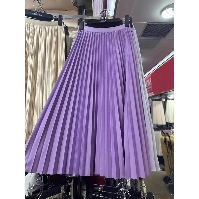 Elegant High-Waist Pleated Midi Skirt