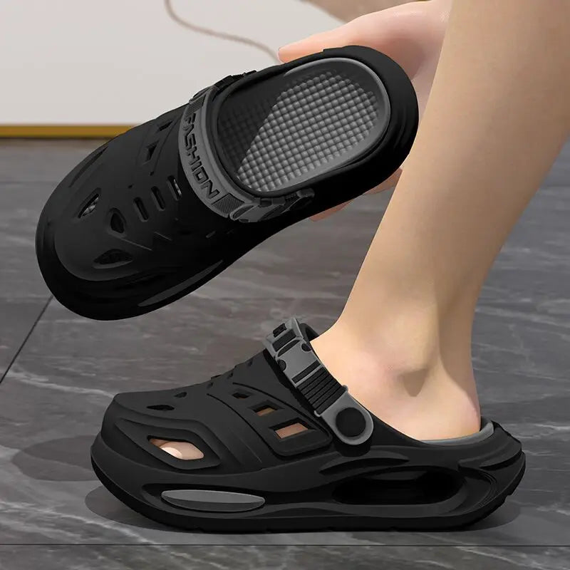 Zuecos de EVA con soporte para arco para hombre – Transpirables, antideslizantes, suela gruesa, zapatos de verano con agujeros