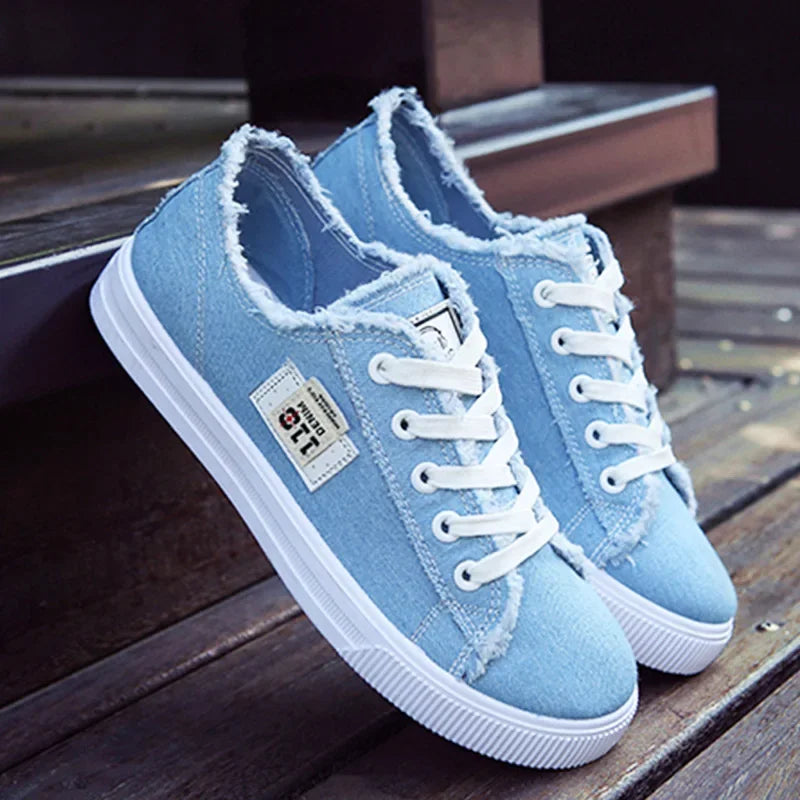 Zapatillas Bajas de Lona para Mujer – Zapatos Planos con Cordones para Primavera y Verano