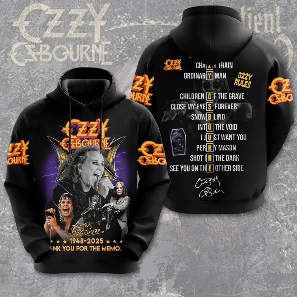 Ozzy Osbourne 3D Print Unisex Oversized Hoodie – Rock Band Fan Sweatshirt