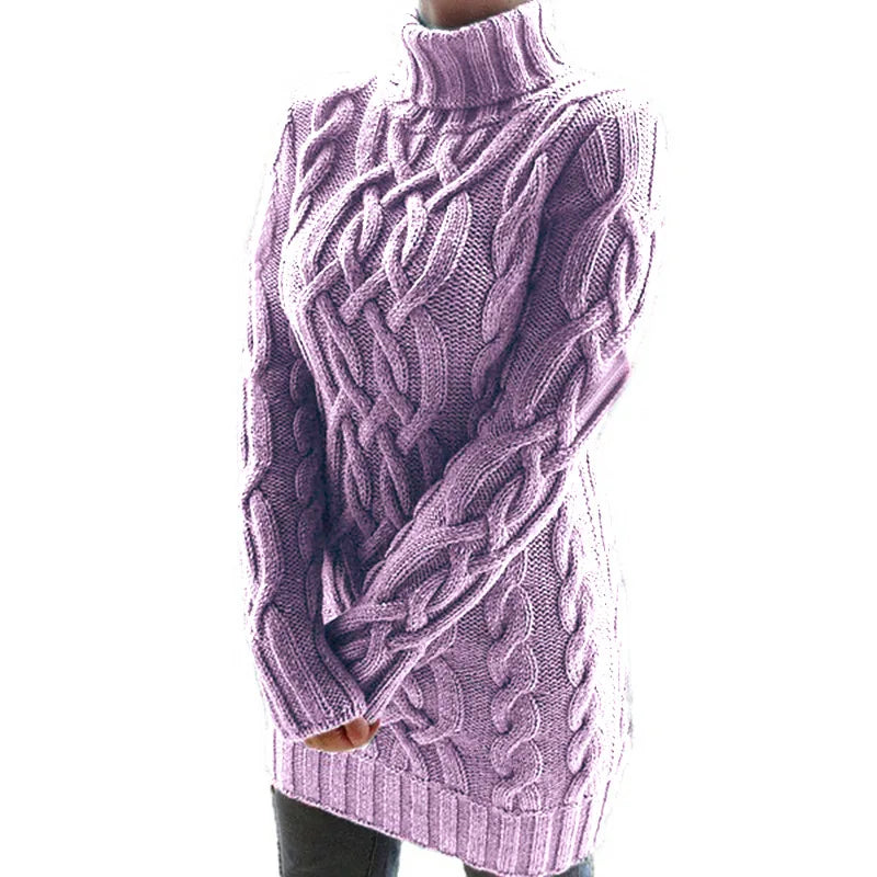 Chunky Cable Knit Turtleneck Sweater – 5 Colors