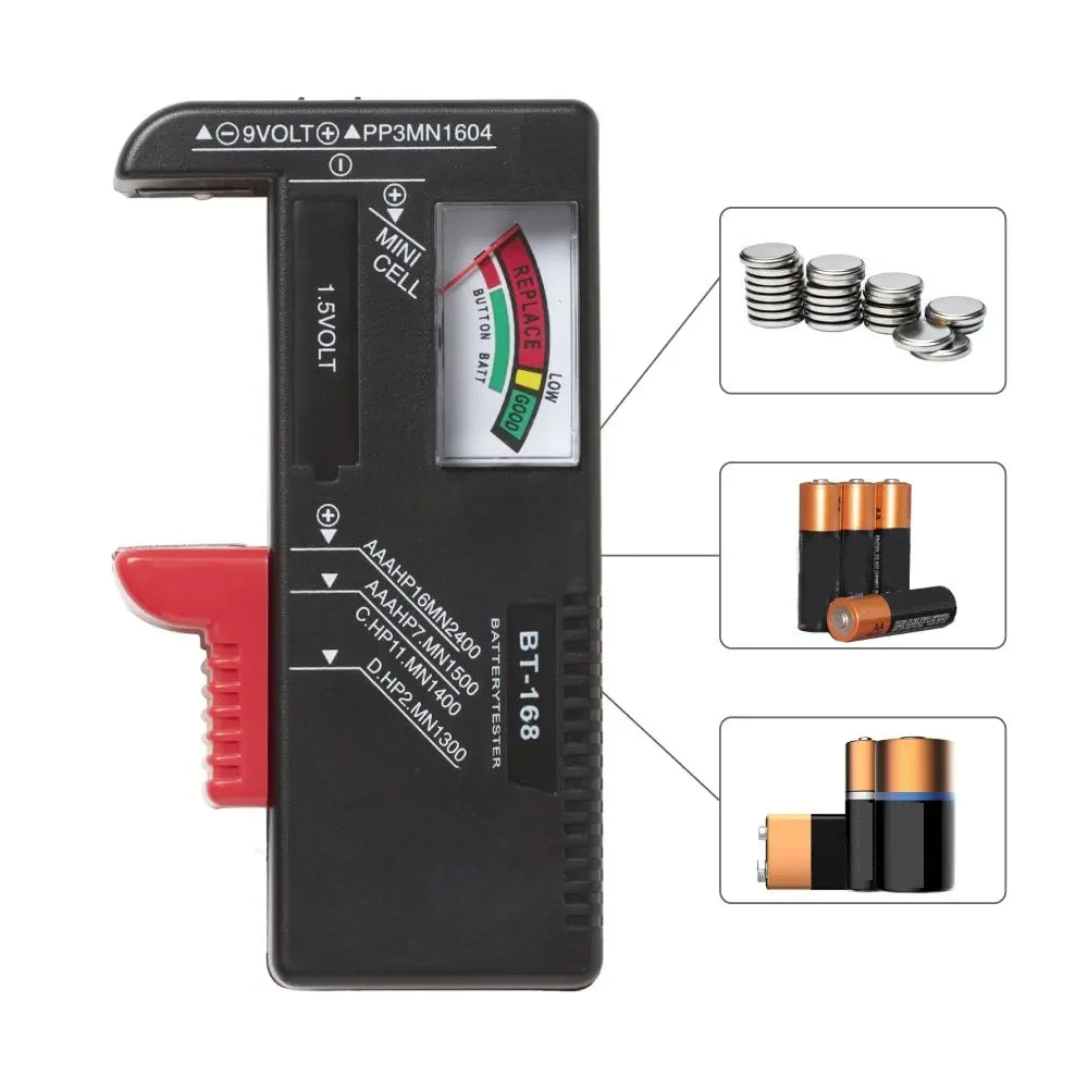 BT-168 Digital Battery Tester — AA, AAA, 9V & Button Cell Voltage Checker