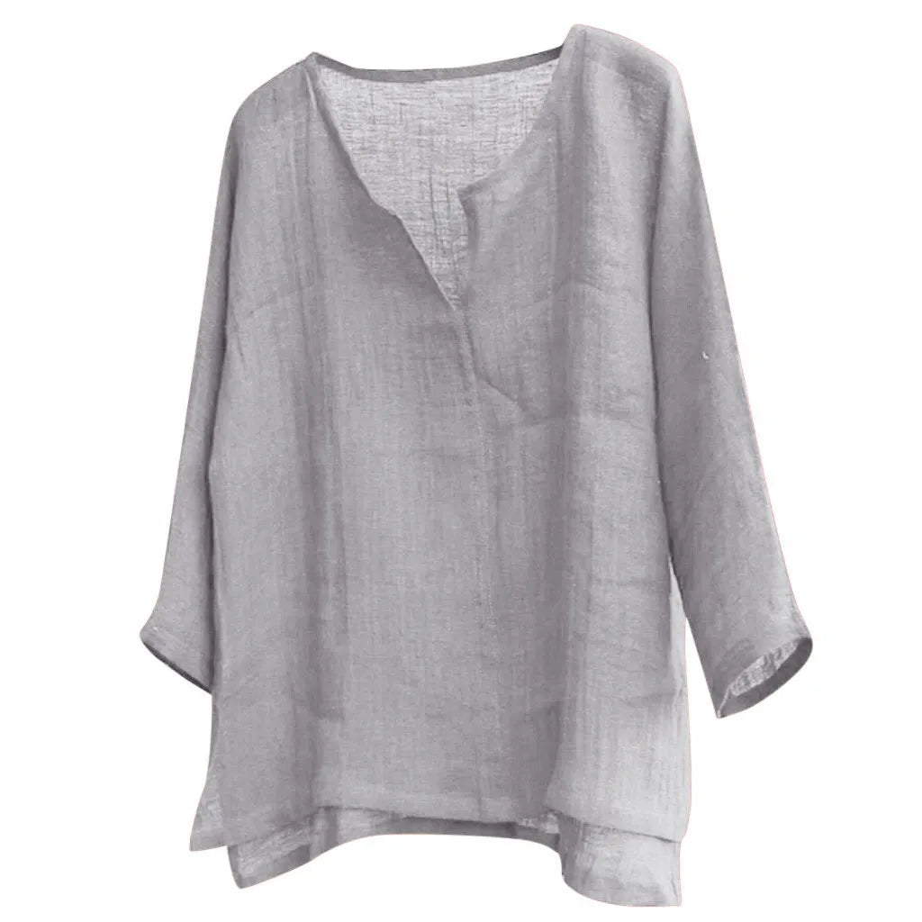 Men's Long-Sleeve Cotton Linen Shirt – Loose Fit Casual Button-Up