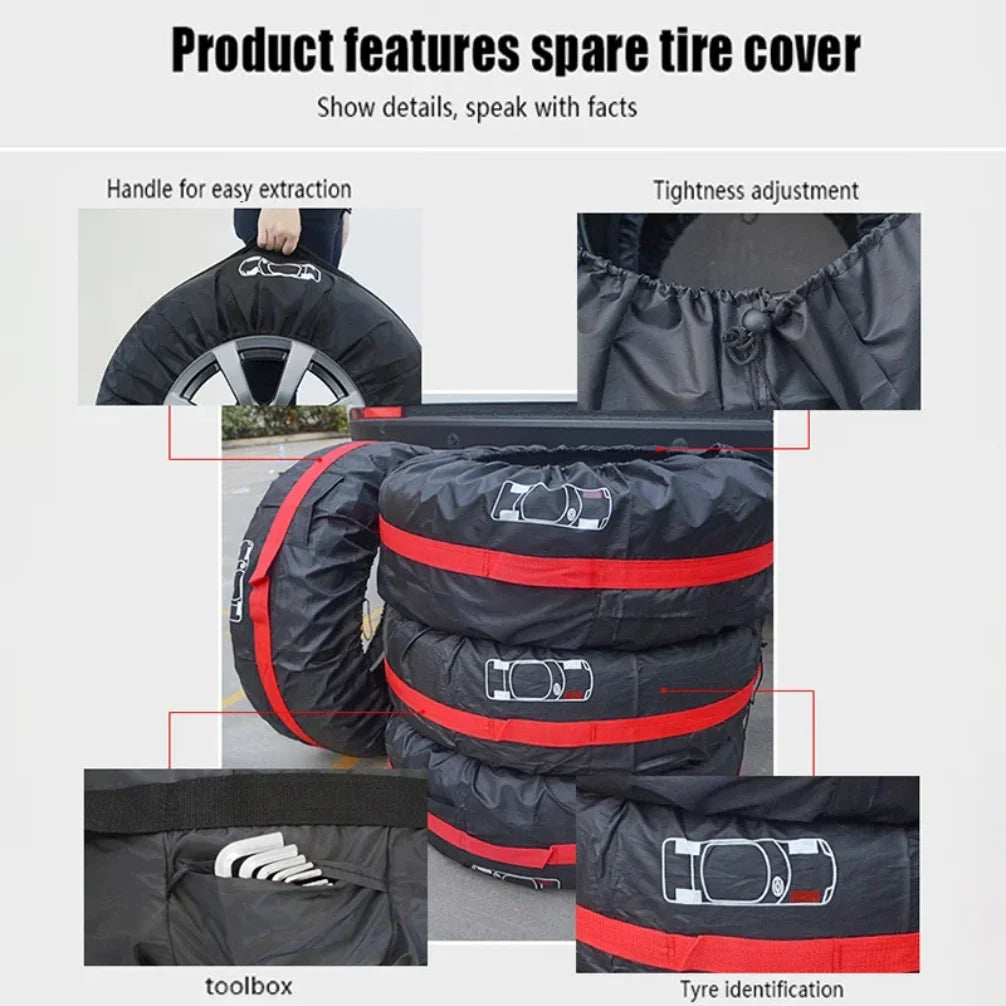Cubierta Universal para Rueda de Repuesto y Bolsa de Almacenamiento – A prueba de Polvo, Impermeable, 16–20 Pulgadas