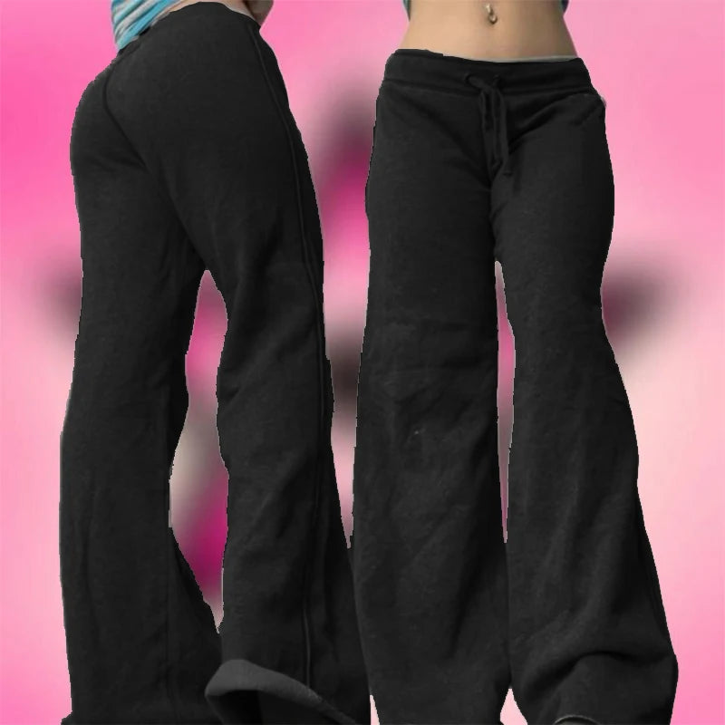 Pantalones casuales con estampado de letras retro americanas de los 2000, estilo versátil de chica sexy, estilo Harajuku de calle, pantalones casuales para mujer
