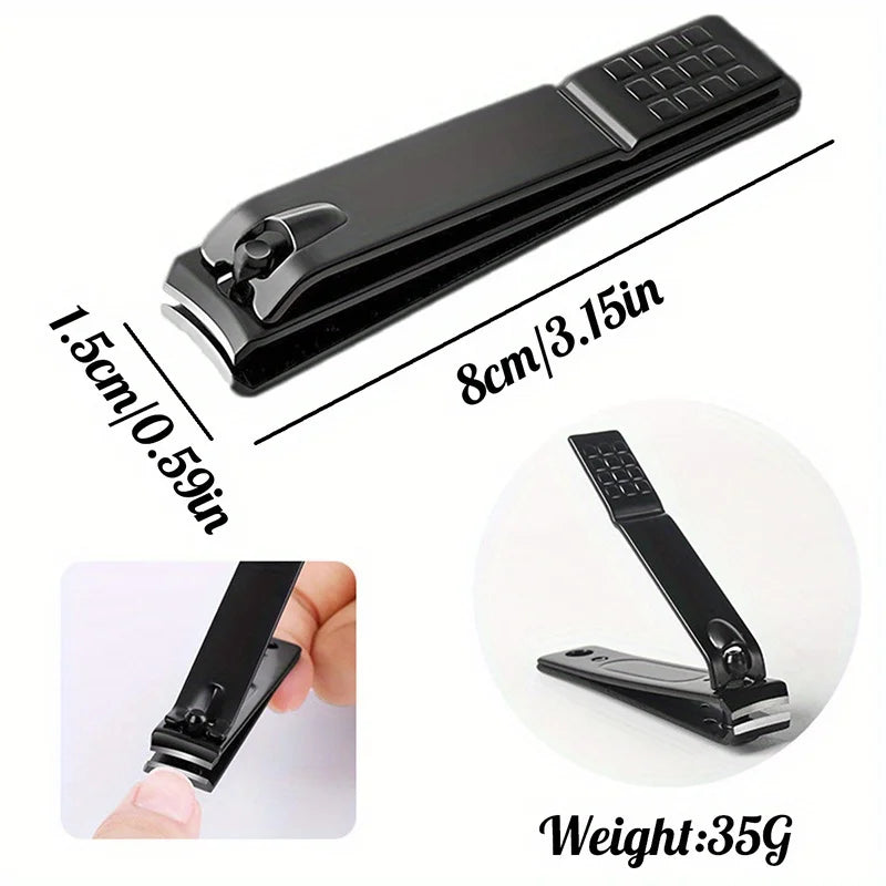 Black Stainless Steel Nail Clipper Set – 4-Piece Manicure Kit with Nano Glass File