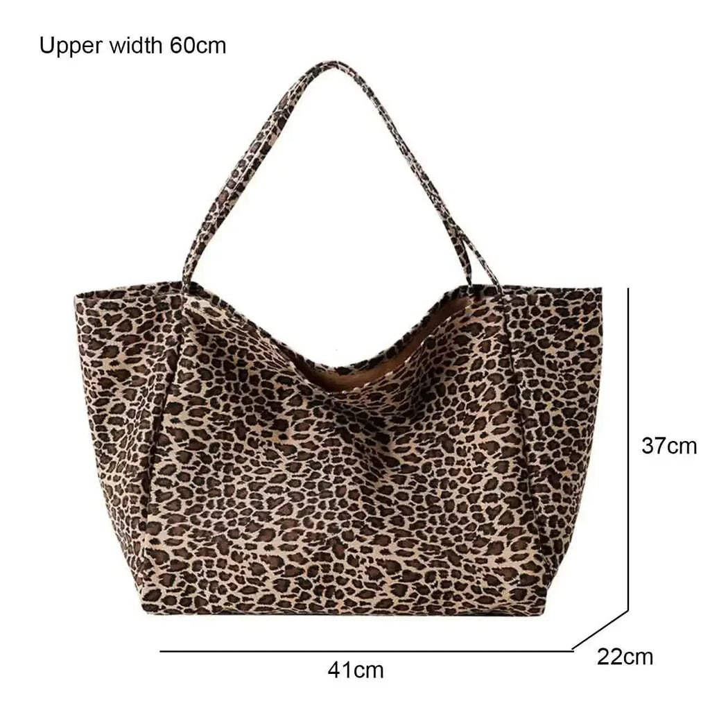 Women's Shopping Handbag Fashion Leopard Pattern Crossbody Bag Large Capacity Shoulder Bag Simple Canvas Female Bags Сумка