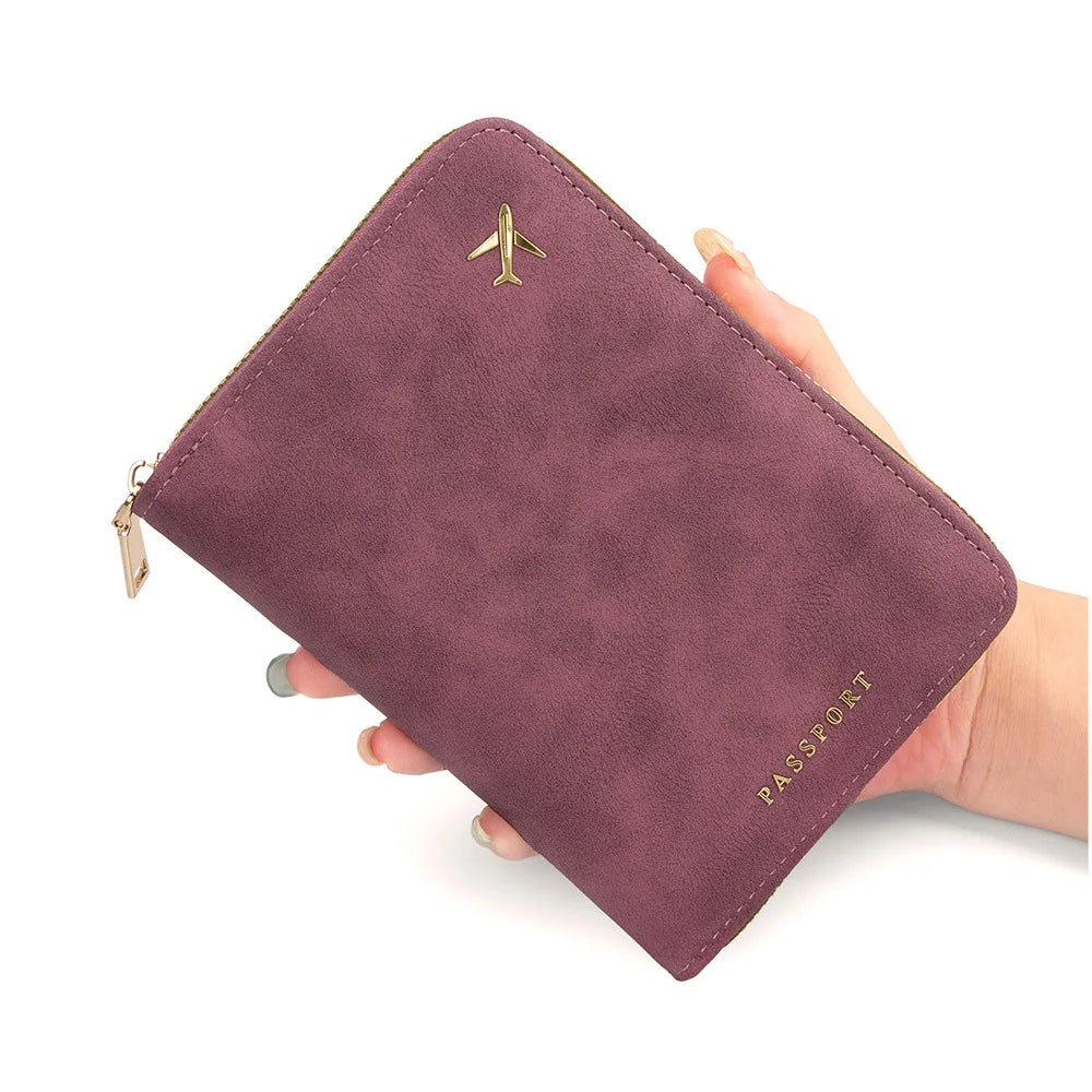 New Blocking Passport Wallet with Zipper Thickened PU Anti-Theft Travel Organizer Slim Card Holder Storage Bag Travel Essentials