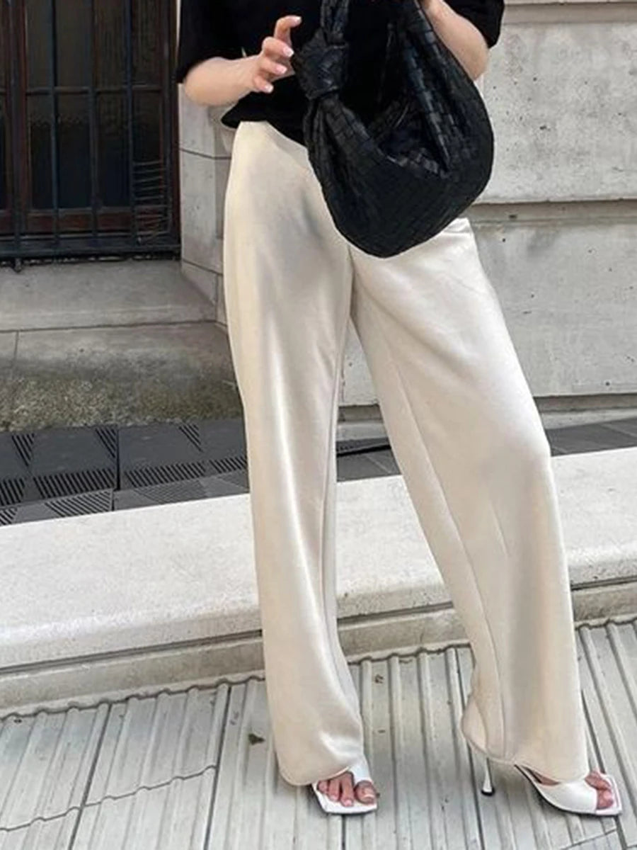 Women's Satin Wide Leg Pants