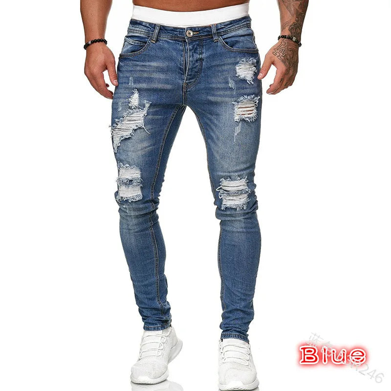 Unisex Solid Stretch Denim Straight-Leg Jeans