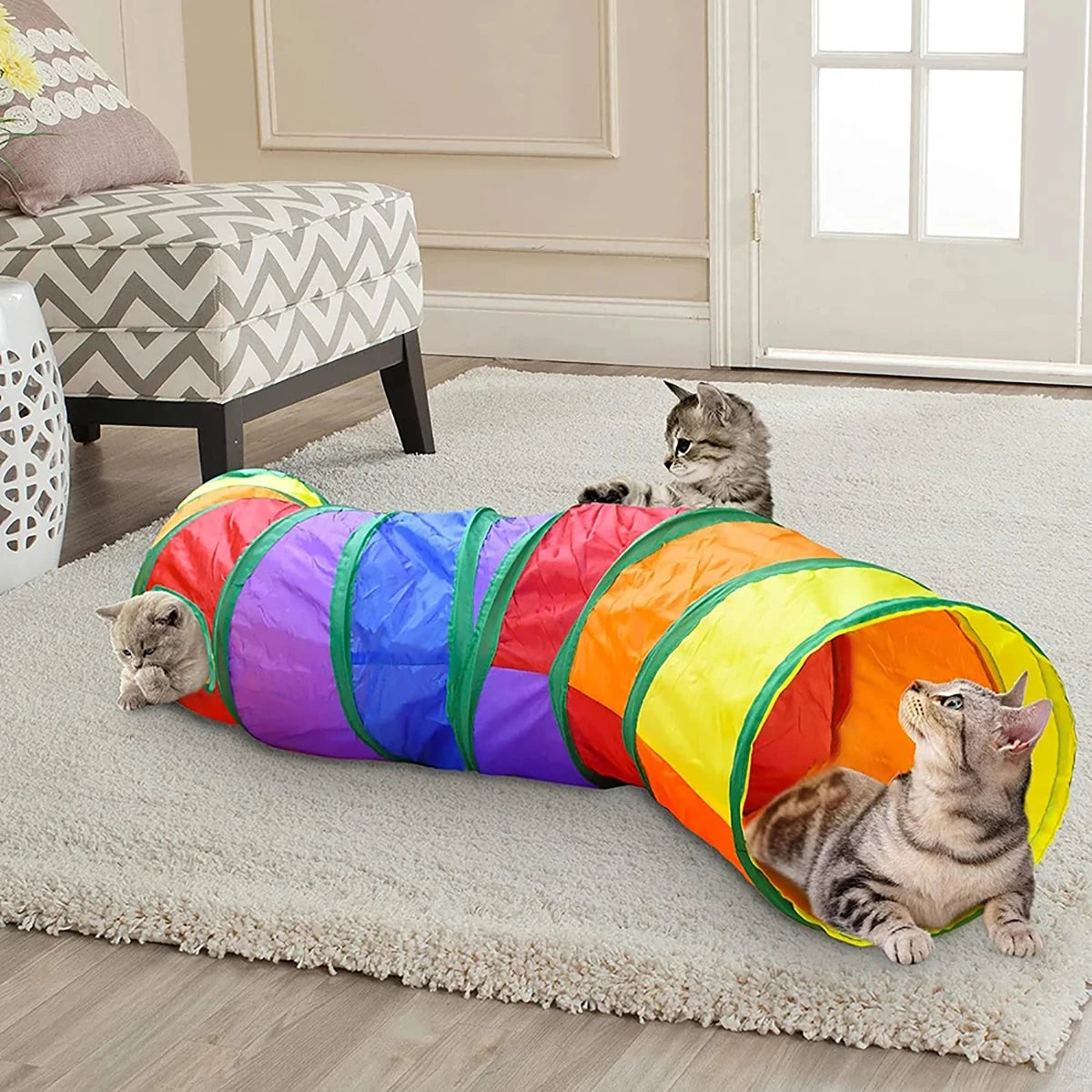 Foldable Cat Tunnel Tube Toy – Collapsible Interactive Play Tunnel for Cats, Kittens & Rabbits