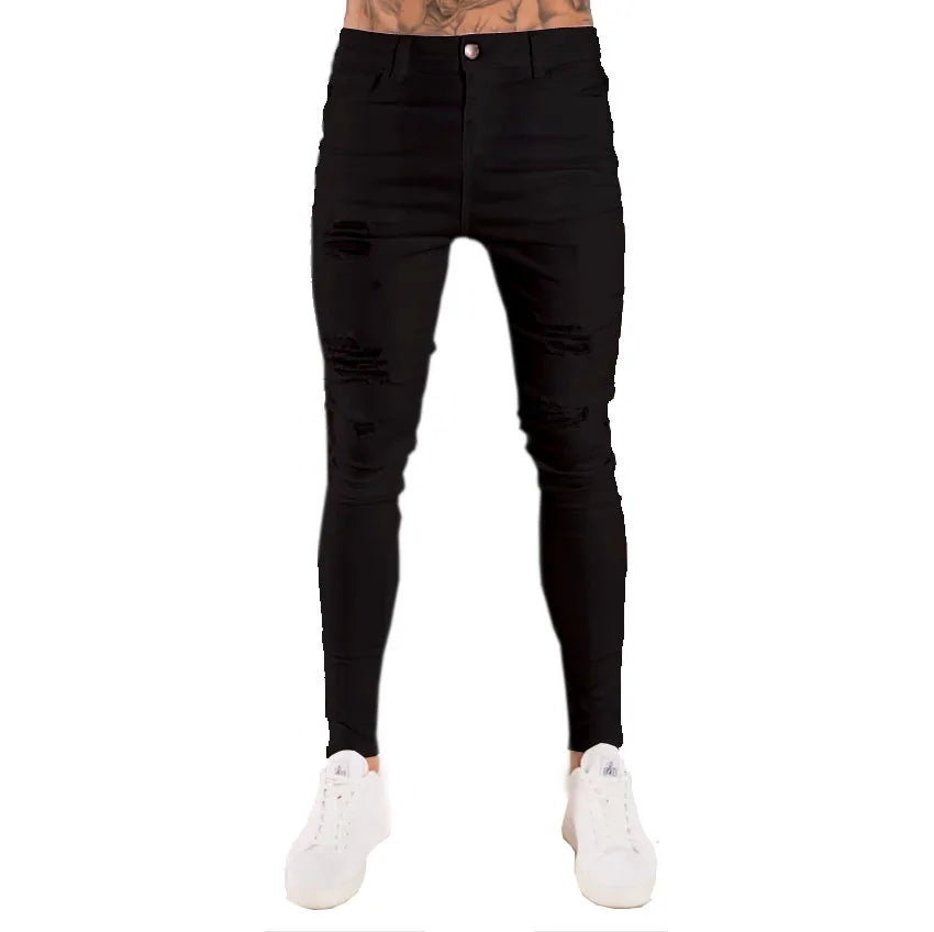 Unisex Solid Stretch Denim Straight-Leg Jeans