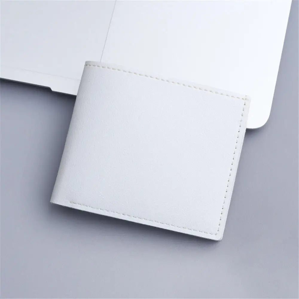 Men's Lychee Texture PU Leather Short Wallet — Business Card Holder & Coin Purse