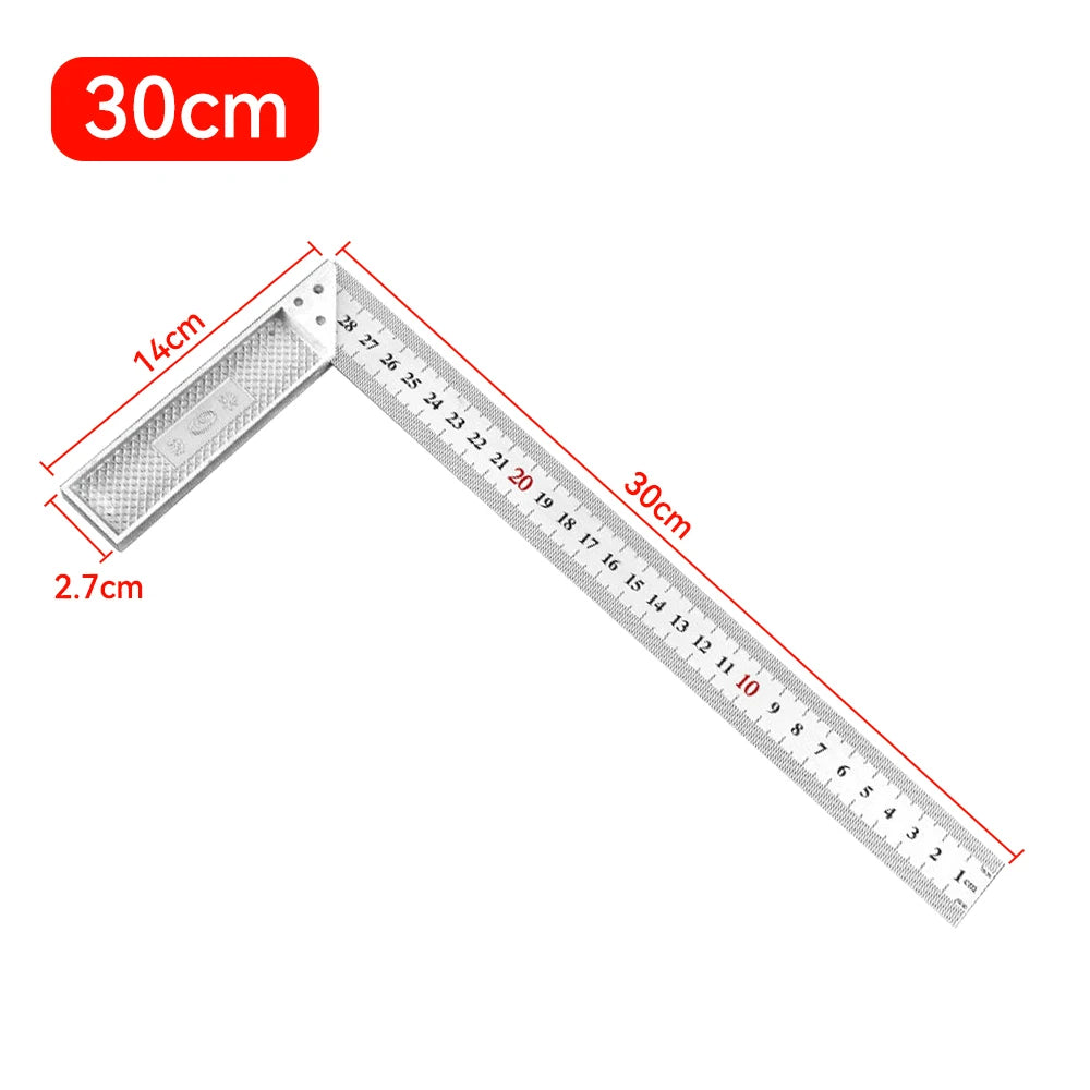 Aluminum Alloy 90-Degree Try Square Ruler — Woodworking Right Angle Gauge