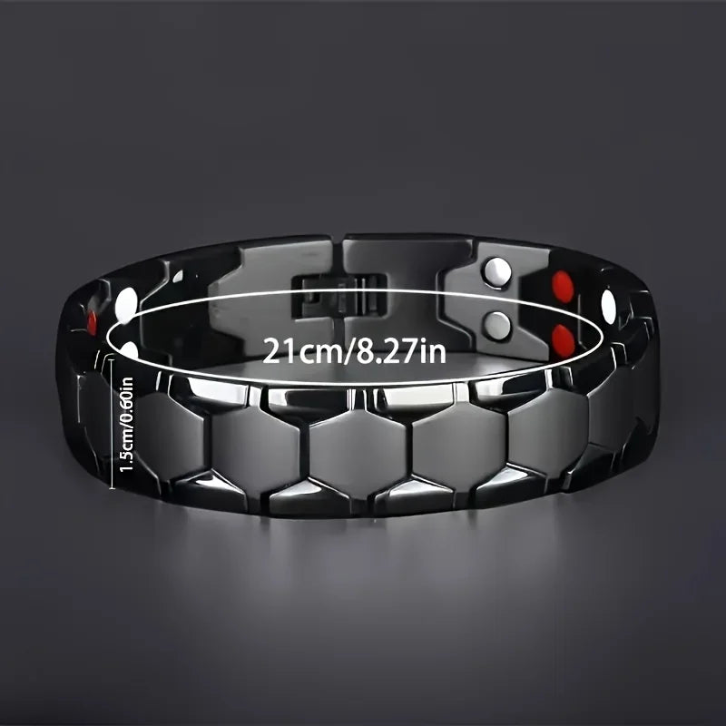 Men’s Magnetic Titanium Alloy Bracelet – Detachable Hexagonal Wide Bead Design