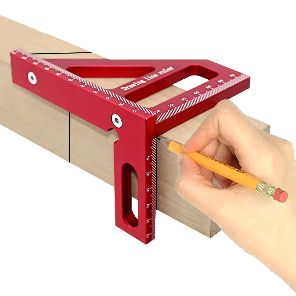 Aluminum Alloy 45/90° Triangle Square Ruler — Precision Layout Tool for Woodworking
