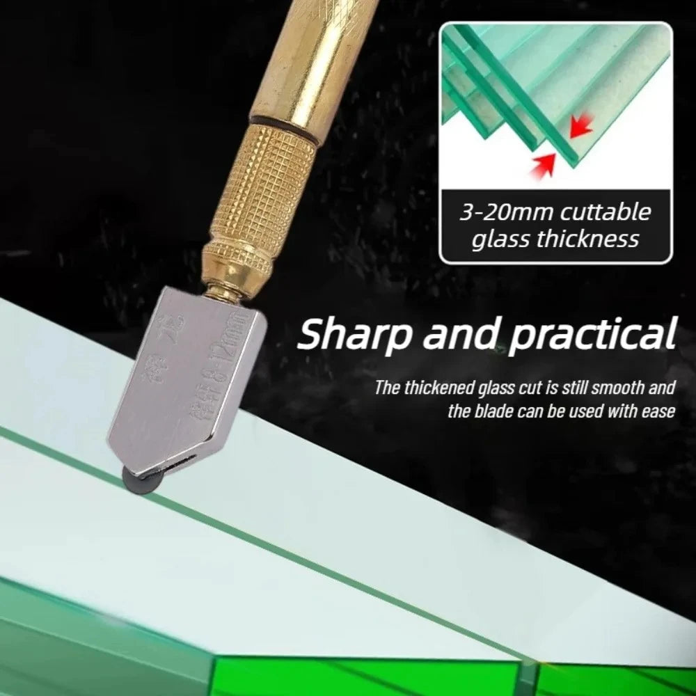 Diamond Wheel Glass Cutter — Carbide Tip, Non-Slip Handle, 5–12mm Cut Range